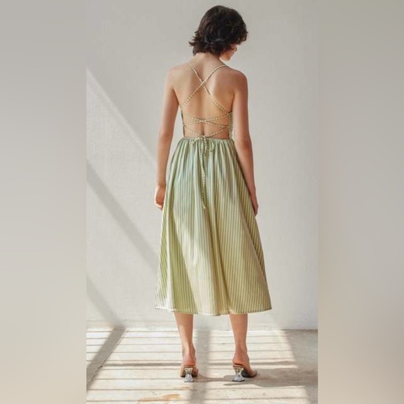 OhSevenDays Beth Dress – Green Stripe – Size Small – 100% Cotton - Picture 2 of 9